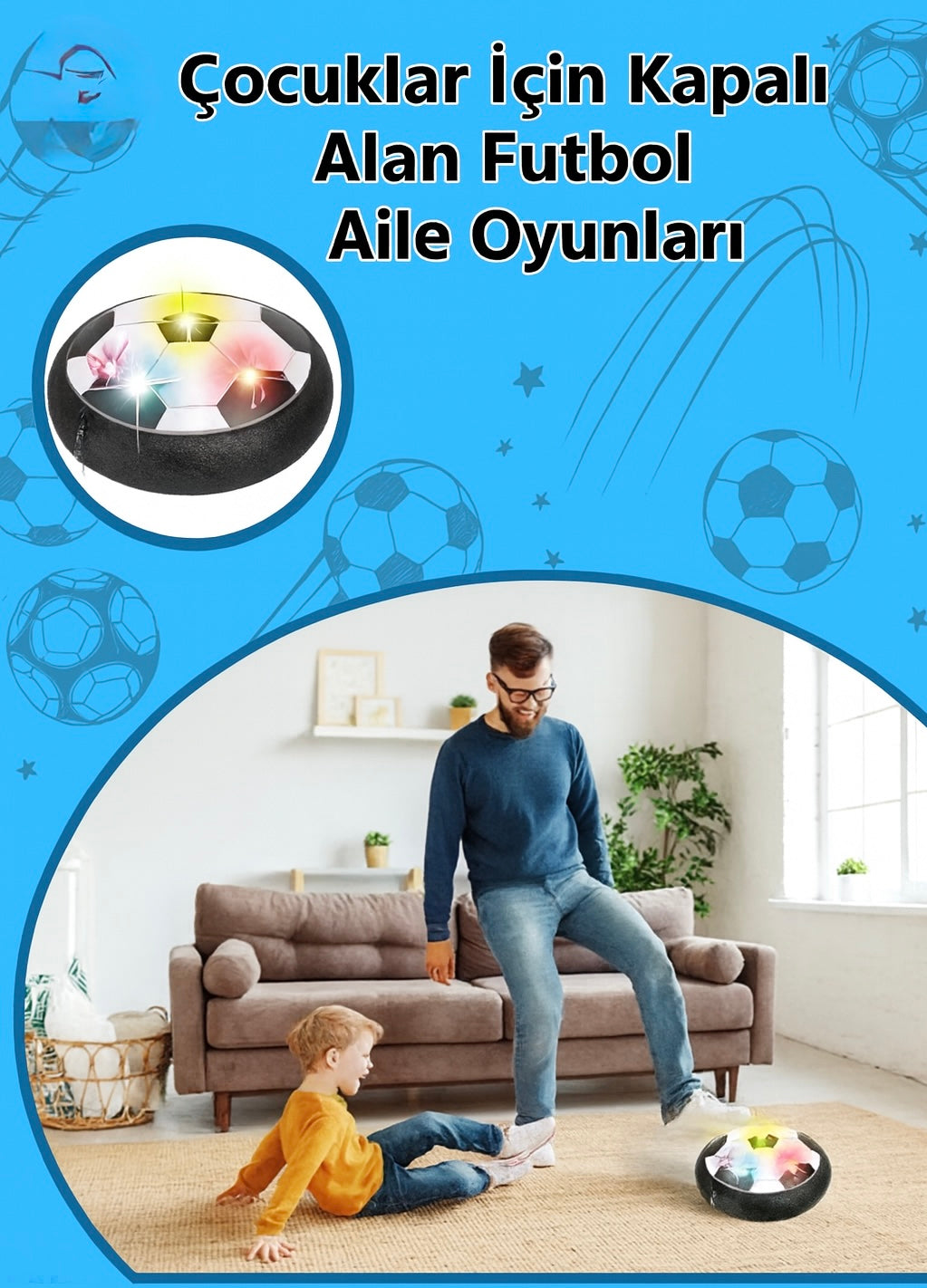 LED Işıklı Hover Futbol Topu